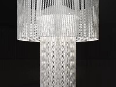 Elegant Modern Table Lamp With Perforated Shade And Hollow Column Design 3d model