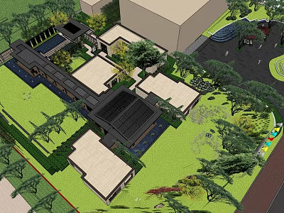 Residential Landscape Design With Modern Architecture Courtyard And Lush Greenery 3d model