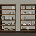 Wooden Bookshelf with Multiple Shelves Books and Decorative Items for Home Interior