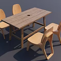 Wooden Kids Table with Four Matching Chairs Simple Design for Children
