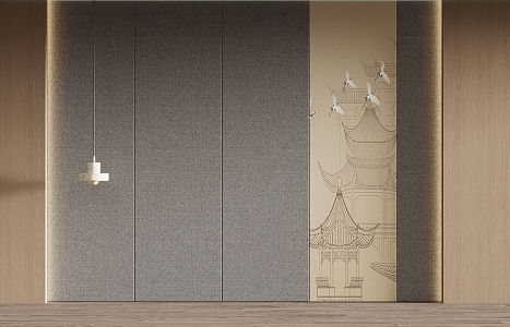 New Chinese background wall 3d model