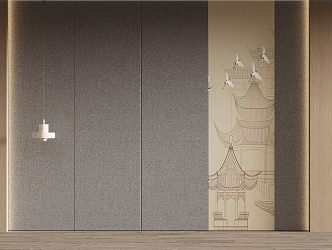 New Chinese background wall 3d model