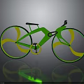 Modern Green And Gold Bicycle With Futuristic Design And Unique Wheel Accents