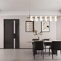 Modern Living Dining Area Design with Dining Table Chairs Pendant Light Artwork and Fridge