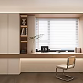 Modern Bay Window Cabinet Modern Desk Bookcase Combination 3d model