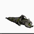 Giant Gray Worm Creature With Green Glowing Parts Sharp Claws And Open Mouth