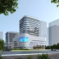 Modern High Rise Building Exterior With Glass Curtain Wall Urban Landscape And Vehicles