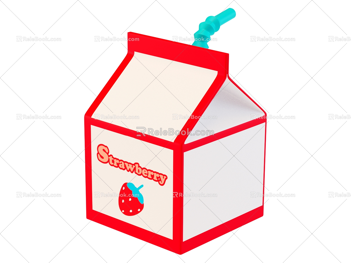 Cartoon Strawberry Milk Milk Box model