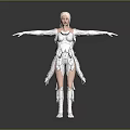 Pink Haired Female Character in White Creature Inspired Armor Design
