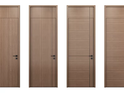 Four Modern Wooden Hinged Doors With Different Panel Designs For Home Interior 3d model