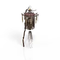 Decorative Wind Chime With Wooden Metal Craft Deer Head Ornament Tassels And Bells
