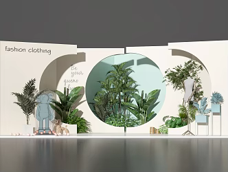 Modern Meichen Window Plant Combination Display Area Decoration Area Photo Area Meichen Ornaments Plant Ornaments Plant Green Plant Commercial Landscape 3d model