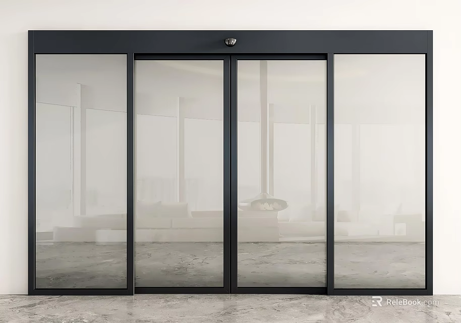 Modern Sliding Glass Doors With Black Frame For Contemporary Interior Spaces 3d model 