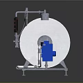 Industrial Stainless Steel Storage Tank With Support Frame Pressure Gauges And Blue Component