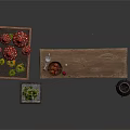 Vintage Interior Cabinet With Basket Apples Mushroom Decorations Flower Pots And Clay Pot