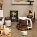 Stylish Coffee Kitchen Appliances With Grinders Maker Beans And Latte Art 3d model
