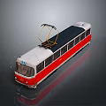 Vintage Red And White Electric Train With Pantograph On Roof Number 27