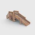 Wooden Children's Play Structure With Slide Steps And Tunnel Design