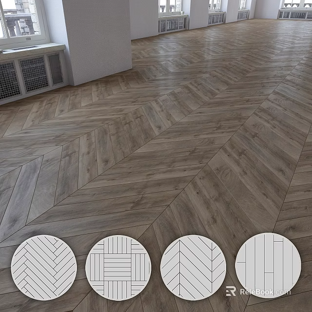 Modern Herringbone Wooden Flooring With Natural Wood Tones And Elegant Pattern 3d model 