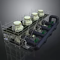 Industrial Processing System With White Vessels Black Pipes And Green Valves