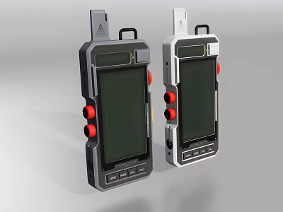 Handheld Tactical Weapon With Black And White Design Digital Screen And Red Buttons 3d model
