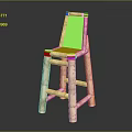 Light Colored Leisure Chair With Woven Backrest And Wooden Frame Design