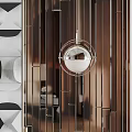 Modern Geometric Decorative Wall Design With Black White Patterns And Metal Strips 3d model