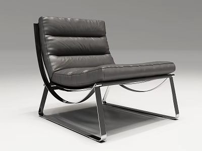 Modern Black Leather Leisure Chair With Chrome Metal Frame And Sleek Design 3d model