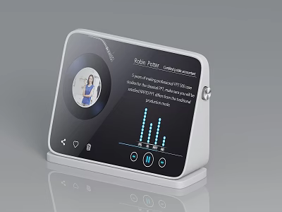Smart Desktop Music Control Device with Vinyl Record Display Audio Equalizer and Control Buttons 3d model