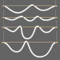 Modern Wave Shaped White LED Chandelier with Gold Bars for Interior Lighting
