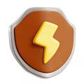 Brown Shield Weapon Design With Yellow Lightning Symbol And Silver Edge