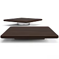 Modern Square Coffee Table With Dark Brown Wooden Surface And Metal Support Base 3d model