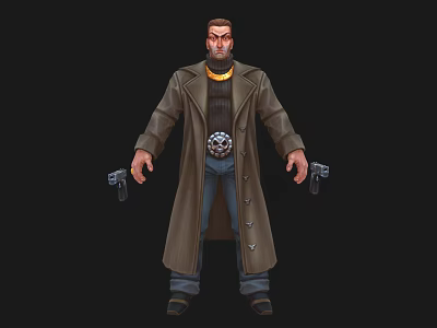 Cartoon man game character killer gang member male character thitter bodyguard western man gangster villain character 3d model