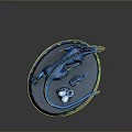 Blue Dragon Sculpture With Glowing Base And Decorative Eggs On Display Stand