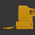 Vintage Yellow Electronic Computer With Monitor Tower Keyboard And Mouse On Black Mat