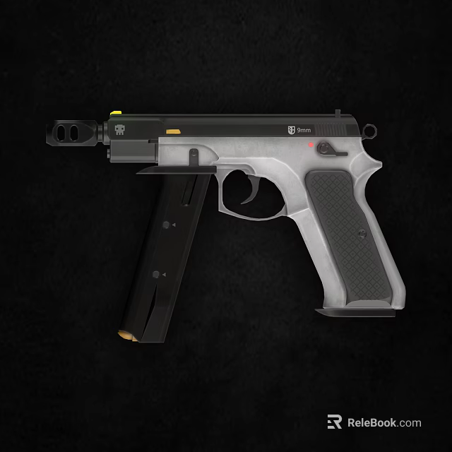 Modern Weapon Tactical Pistol Featuring Black Silver Design Grip And Magazine 3d model 