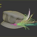 Elegant Gray Stylish Hat With Feather Accent And Metal Buckle Accessory