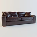 Dark Brown Leather Two-Seater Sofa With Soft Cushions Modern Design Living Room Furniture