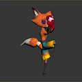 3D Cartoon Fox Character With Orange Fur Red Boxing Gloves Colorful Shorts Standing Pose