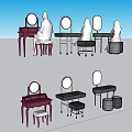 Colorful Modern Dressing Table Design With Mirror Stool And People Using Different Styles