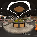Well Lit Supermarket Department Store Interior Featuring Fresh Fruits Vegetables And Refrigerated Sections