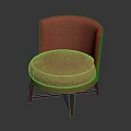 Modern Single Sofa With Leather Upholstery Round Back And Metal Legs Design