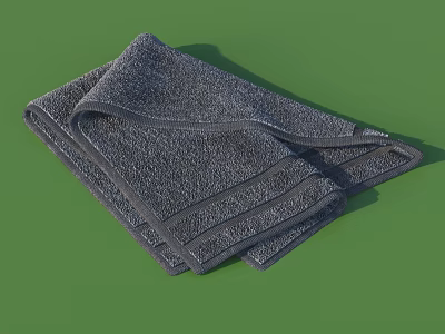Neatly Folded Soft Gray Towel With Textured Surface On Green Background 3d model