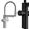Elegant Black Modern Kitchen Faucet With Flexible Spout And Red Accent Controls