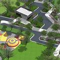 Residential Landscape Design Featuring Green Lawns Walking Paths Colorful Pavement And Water Features