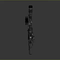 Modern Tactical Assault Rifle With Dual Scopes Suppressor And Metallic Brown Grip