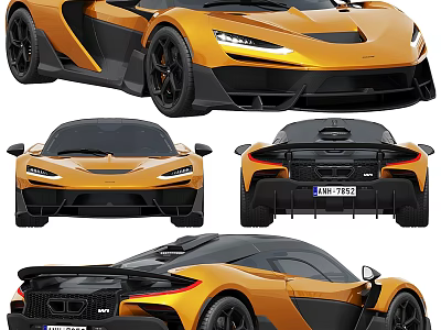Stunning Orange and Black Supercar with Sleek Body LED Headlights Rear Spoiler and Multiple Views 3d model
