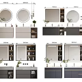 Modern Bathroom Cabinet with Mirror Storage and Multiple Size Options 3d model