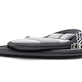 Modern Round Double Bed With Black Leather Frame White Mattress And Pillows