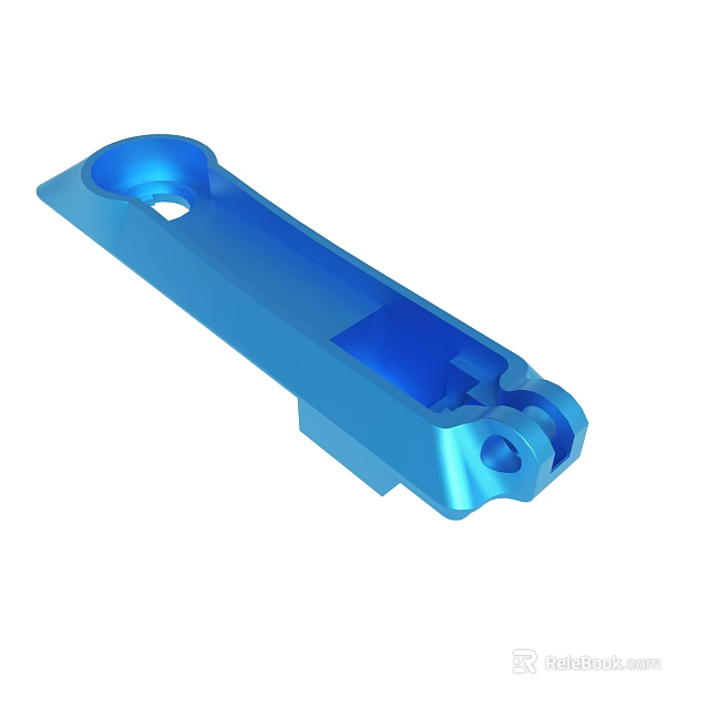 Blue Metal Mechanical Component With Holes And Connector Structural Design 3d model 